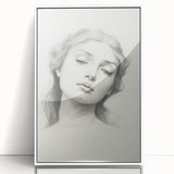 Vintage Portrait Art – Elegant Lady Pencil Sketch Canvas Print