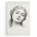 Vintage Portrait Art – Elegant Lady Pencil Sketch Canvas Print