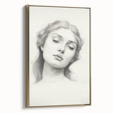 Vintage Portrait Art – Elegant Lady Pencil Sketch Canvas Print