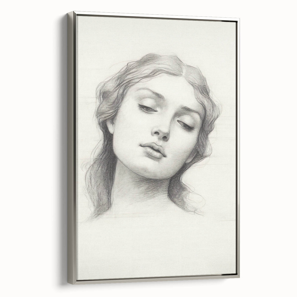 Vintage Portrait Art – Elegant Lady Pencil Sketch Canvas Print