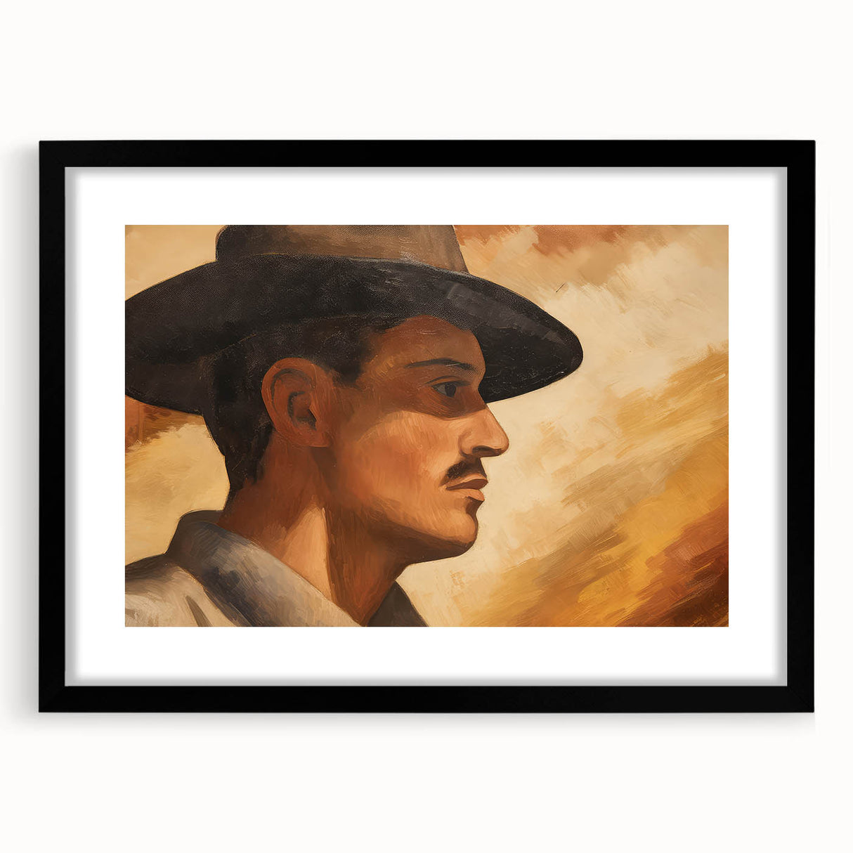 Vintage Portrait Art | Rustic Portrait of Man in Warm Tones