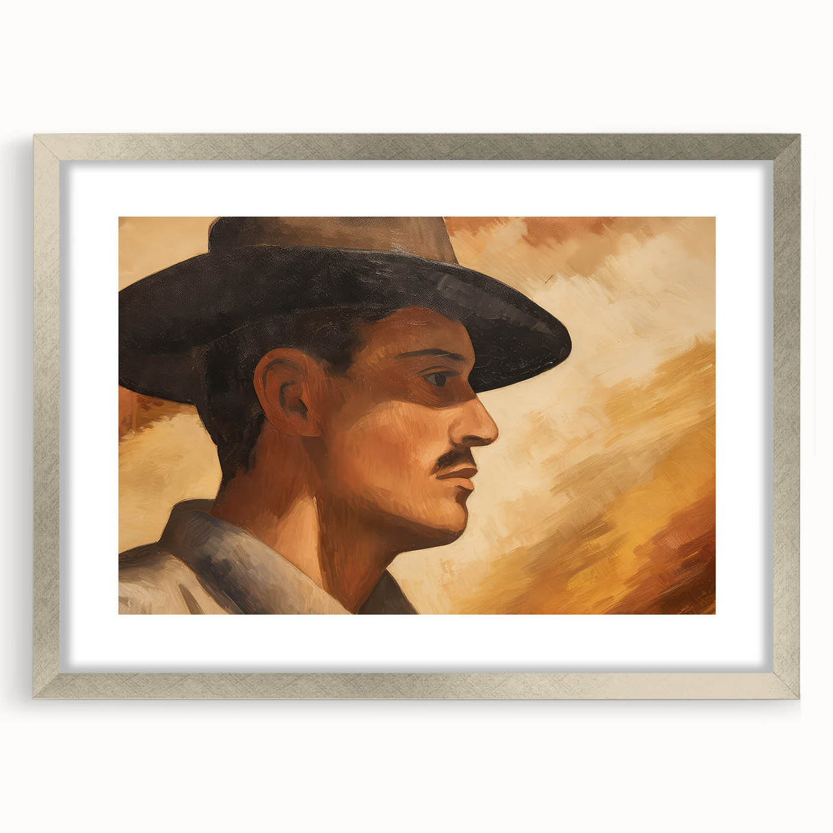 Vintage Portrait Art | Rustic Portrait of Man in Warm Tones