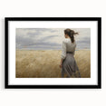 Vintage Portrait Art | Woman in Wheat Field with Windy Sky