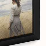 Vintage Portrait Art | Woman in Wheat Field with Windy Sky