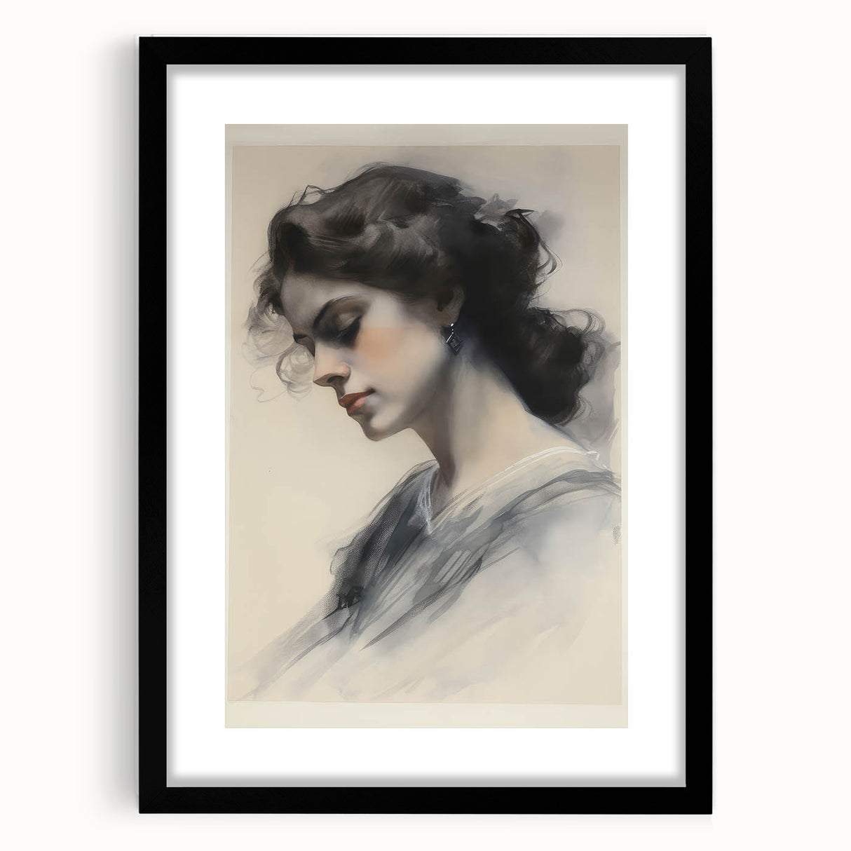 Classic Portrait Artwork – Vintage Elegant Woman Wall Art