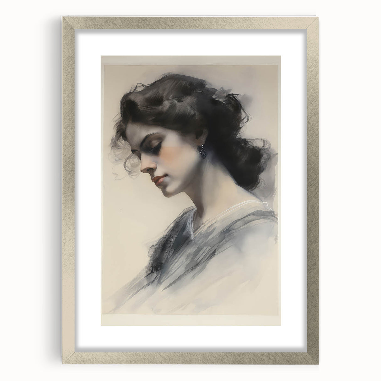 Classic Portrait Artwork – Vintage Elegant Woman Wall Art