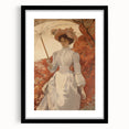 Antique Portrait Print – Elegant Lady in Autumn Scene Wall Art
