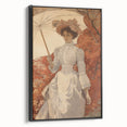 Antique Portrait Print – Elegant Lady in Autumn Scene Wall Art