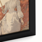 Antique Portrait Print – Elegant Lady in Autumn Scene Wall Art