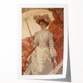 Antique Portrait Print – Elegant Lady in Autumn Scene Wall Art