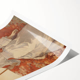 Antique Portrait Print – Elegant Lady in Autumn Scene Wall Art