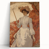 Antique Portrait Print – Elegant Lady in Autumn Scene Wall Art