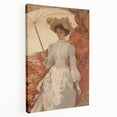 Antique Portrait Print – Elegant Lady in Autumn Scene Wall Art