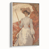 Antique Portrait Print – Elegant Lady in Autumn Scene Wall Art