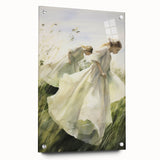 Retro Portrait Canvas – Vintage Girls in Meadow Wall Art