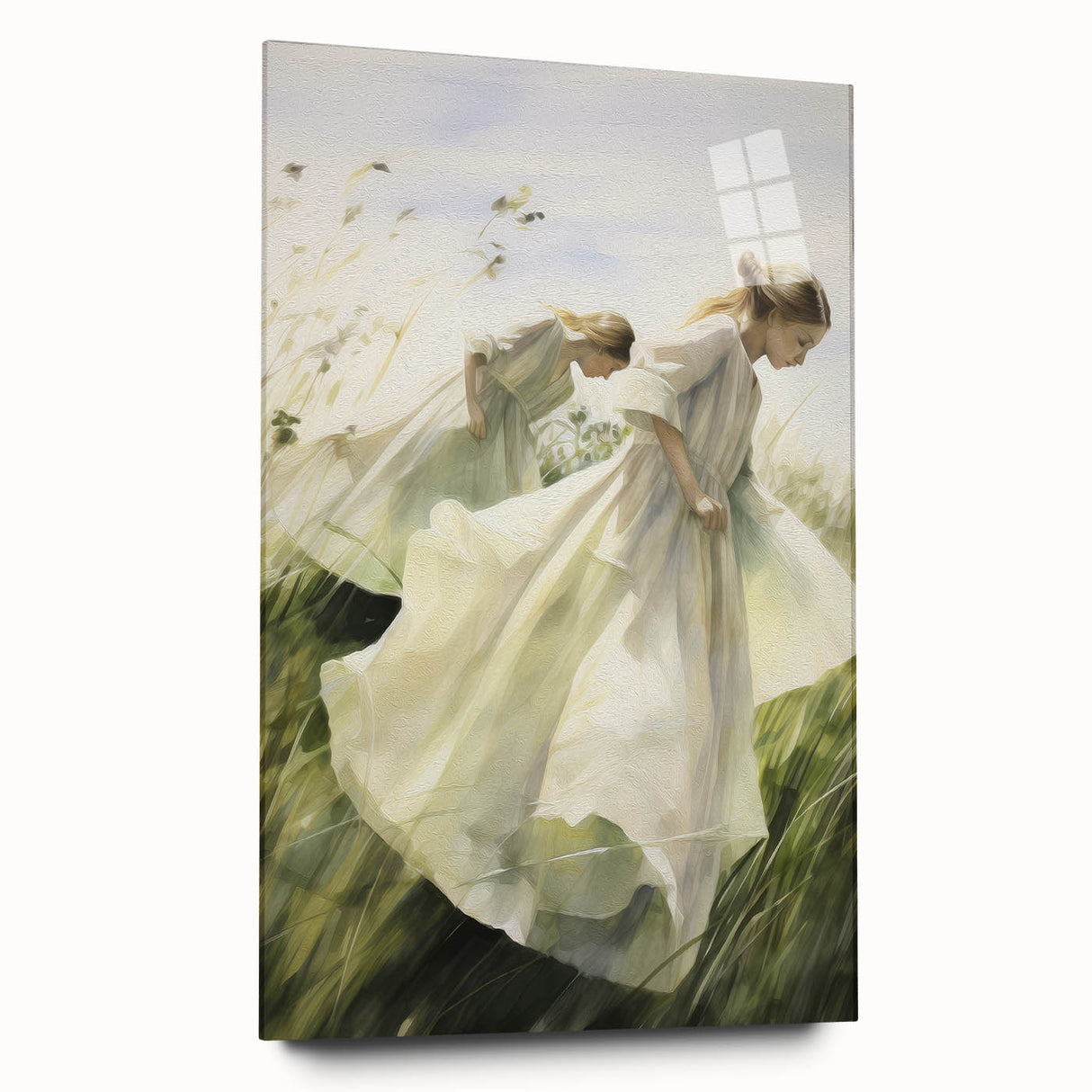Retro Portrait Canvas – Vintage Girls in Meadow Wall Art