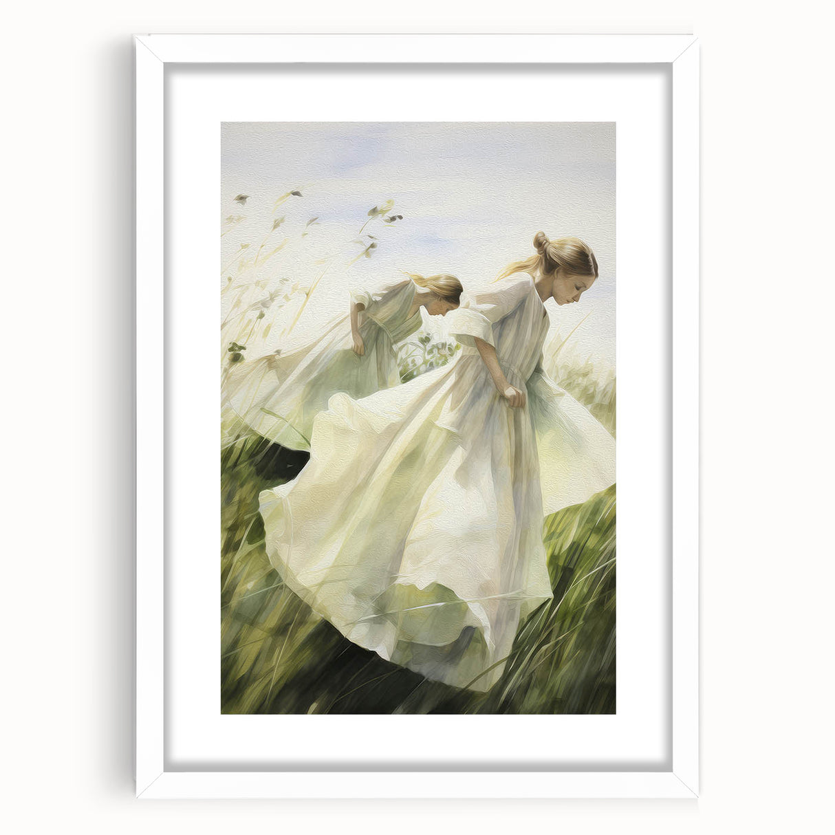 Retro Portrait Canvas – Vintage Girls in Meadow Wall Art