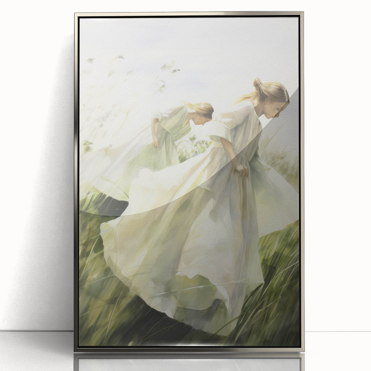 Retro Portrait Canvas – Vintage Girls in Meadow Wall Art