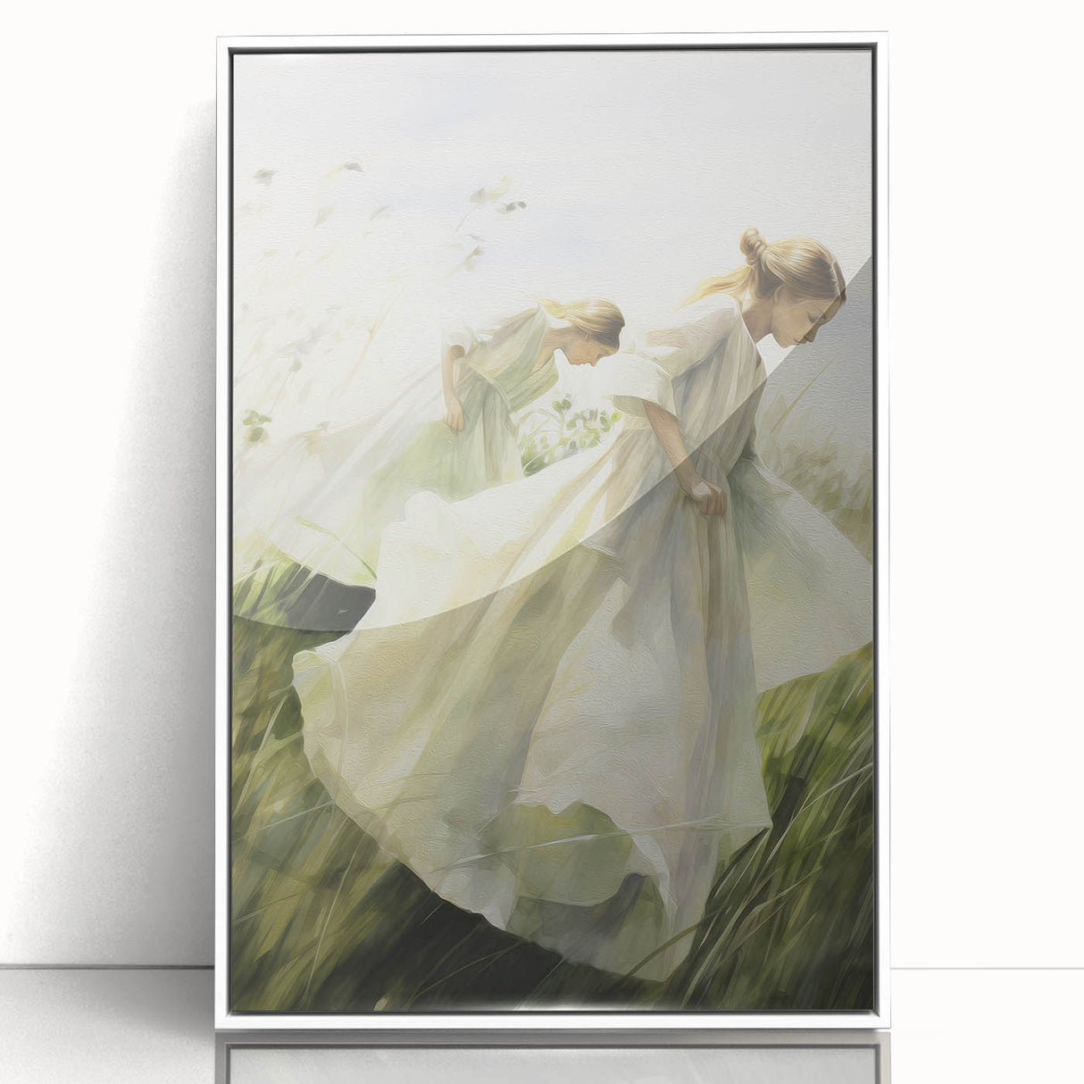 Retro Portrait Canvas – Vintage Girls in Meadow Wall Art