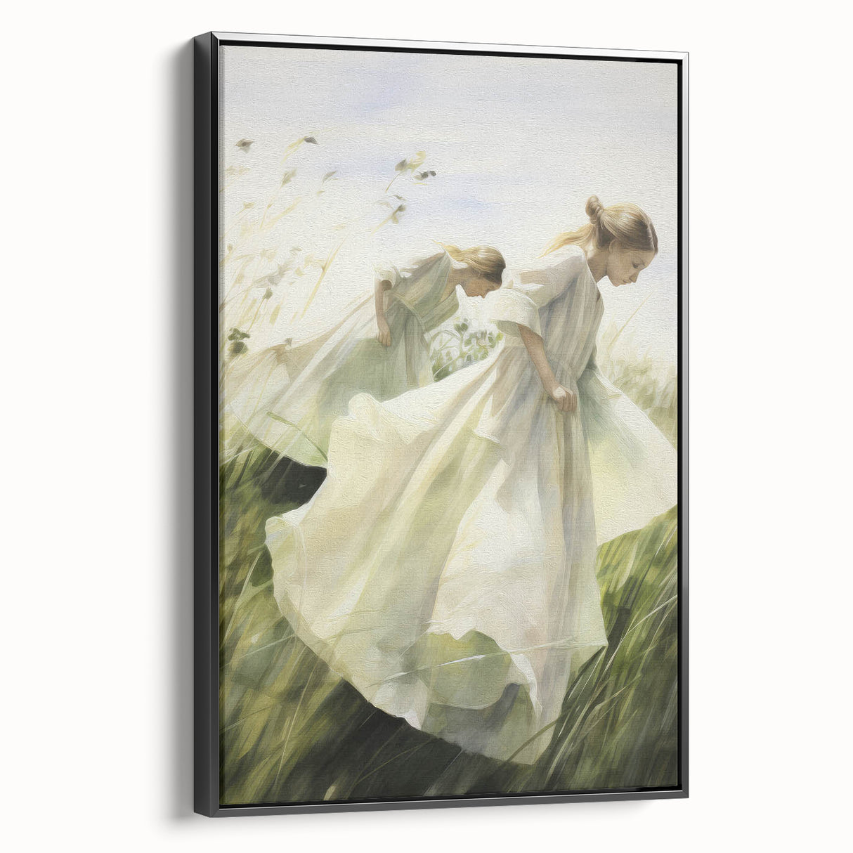 Retro Portrait Canvas – Vintage Girls in Meadow Wall Art