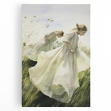 Retro Portrait Canvas – Vintage Girls in Meadow Wall Art
