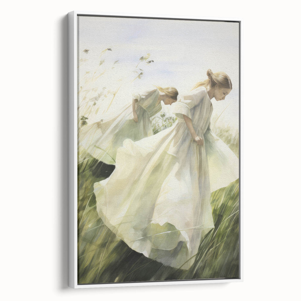 Retro Portrait Canvas – Vintage Girls in Meadow Wall Art