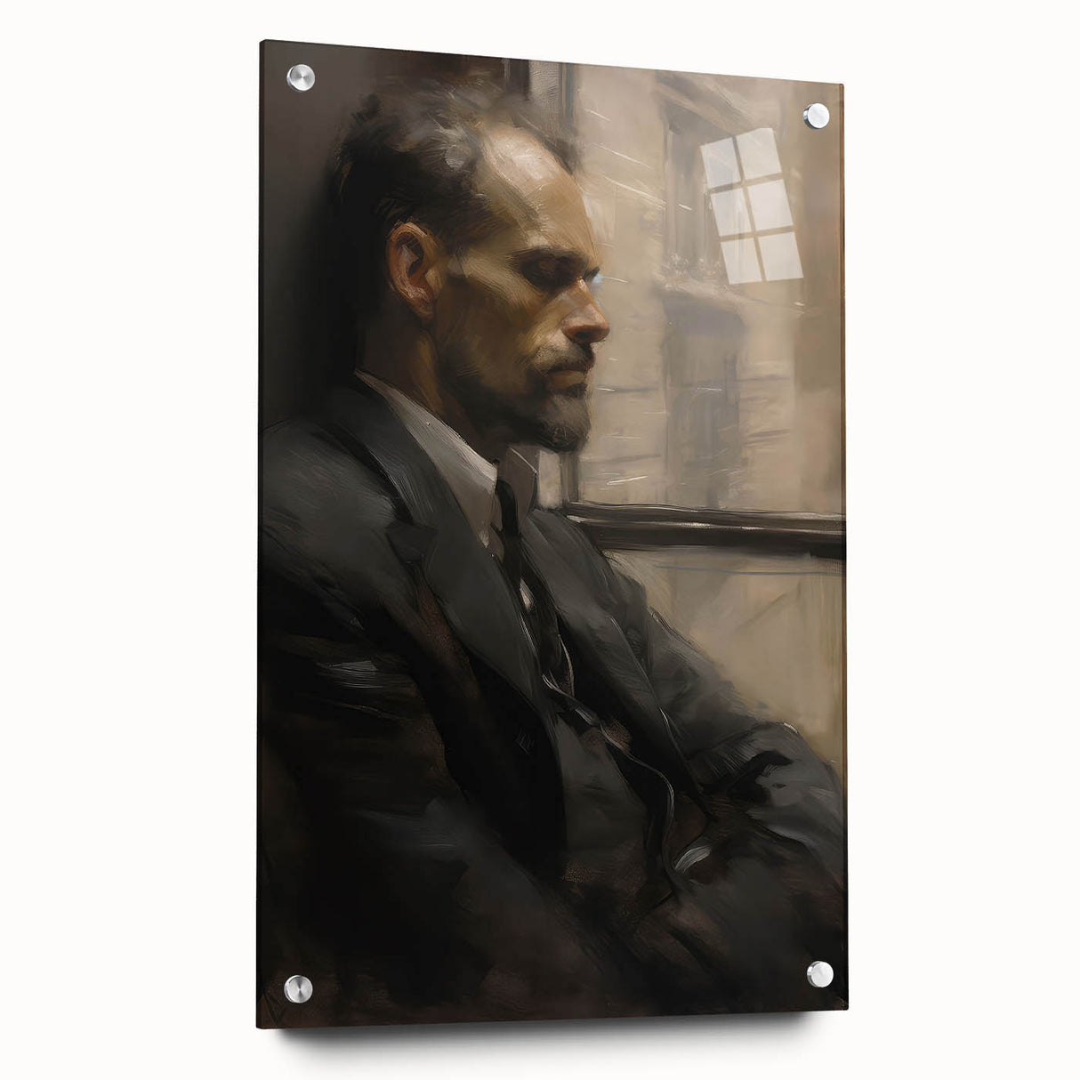 Classic Portrait Artwork – Vintage Man in Reflection Wall Art