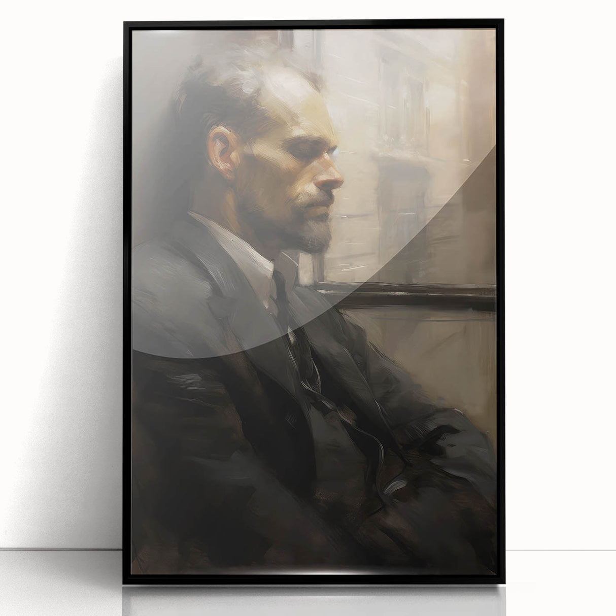 Classic Portrait Artwork – Vintage Man in Reflection Wall Art