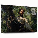 Vintage Portrait Art | Man in Tree with Sunlit Leaves