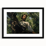 Vintage Portrait Art | Man in Tree with Sunlit Leaves
