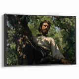 Vintage Portrait Art | Man in Tree with Sunlit Leaves