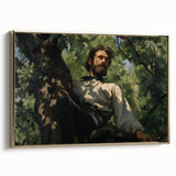 Vintage Portrait Art | Man in Tree with Sunlit Leaves