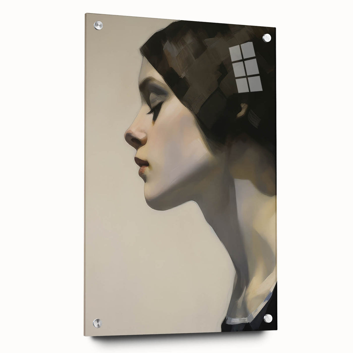 Timeless Vintage Portrait – Elegant Woman Side Profile Wall Art