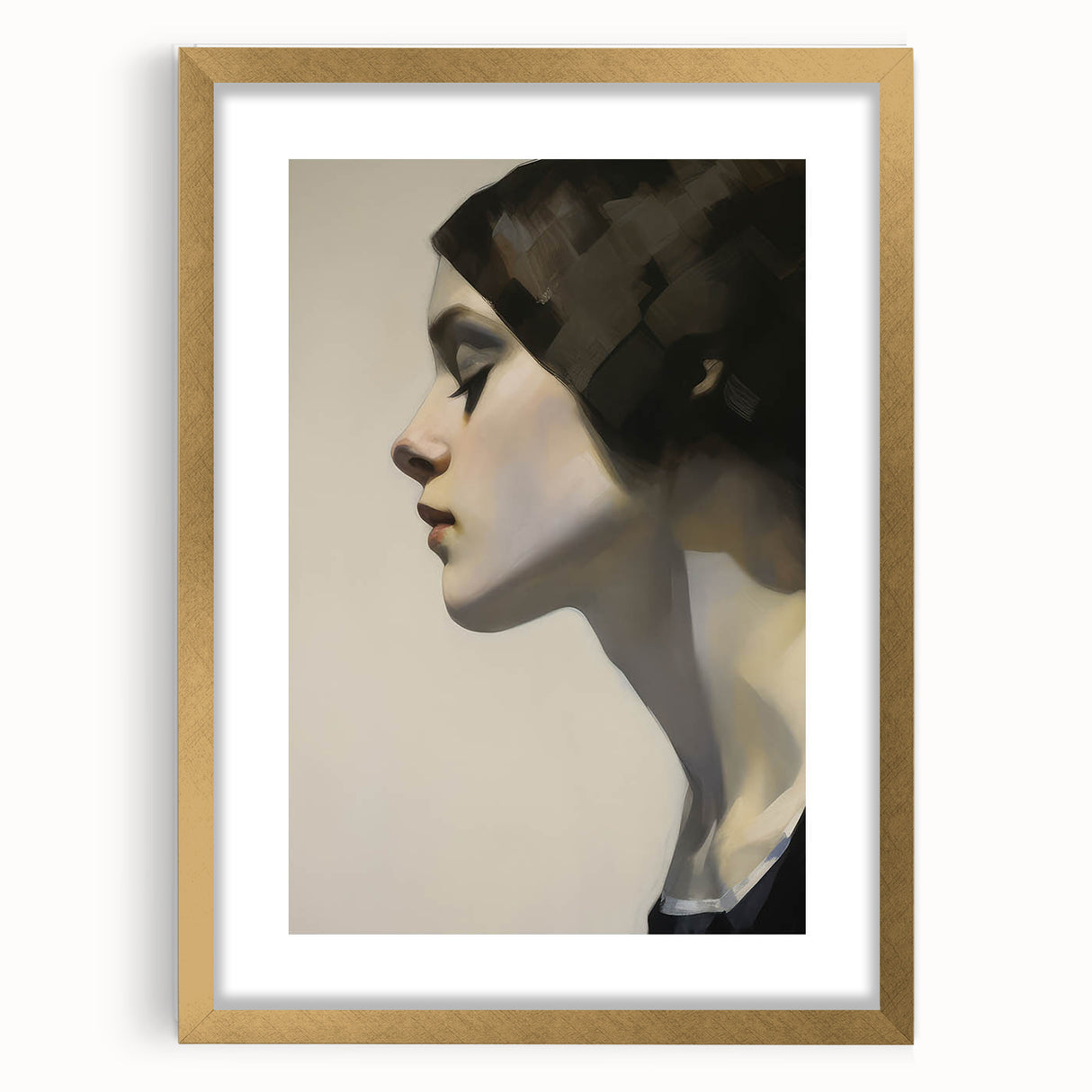 Timeless Vintage Portrait – Elegant Woman Side Profile Wall Art