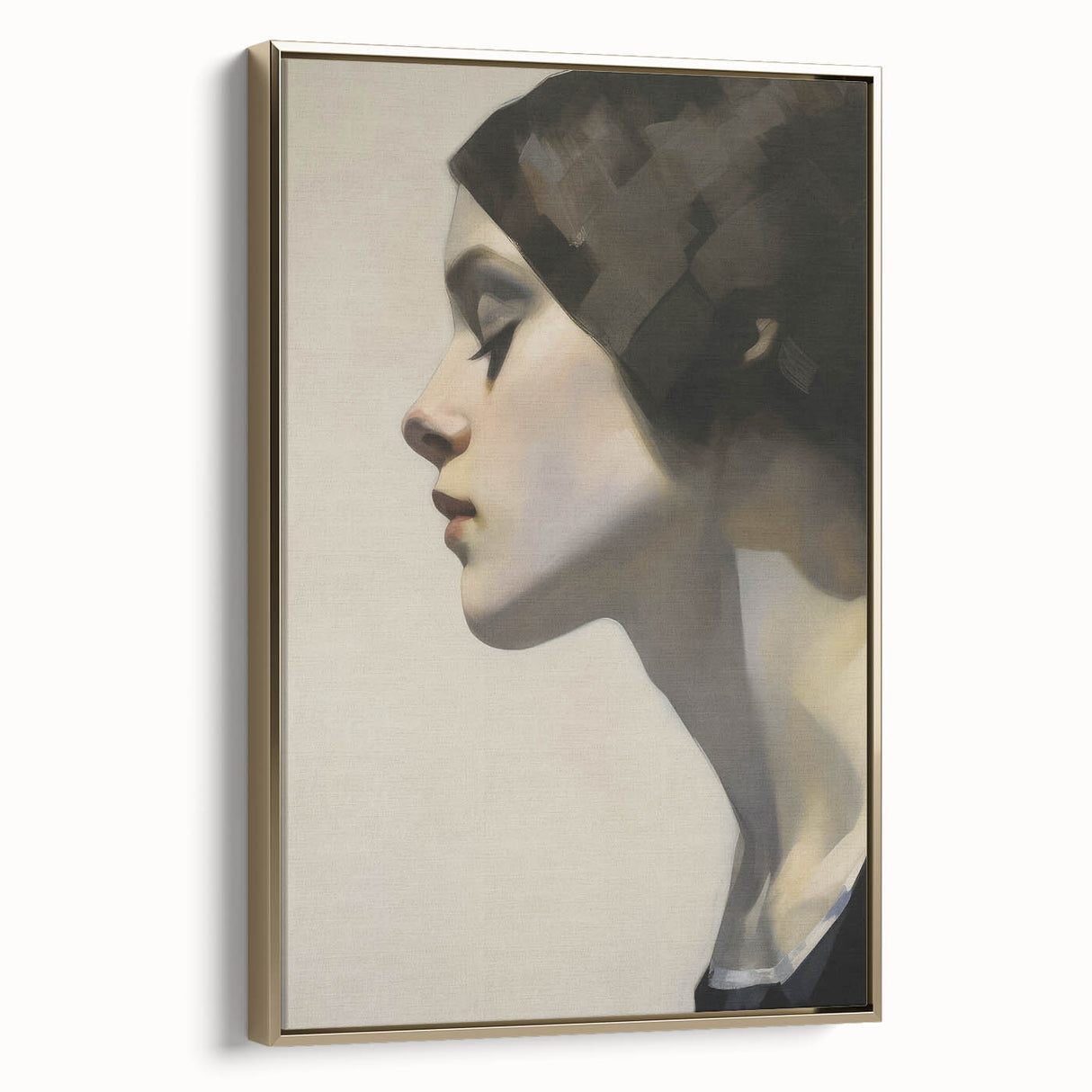 Timeless Vintage Portrait – Elegant Woman Side Profile Wall Art