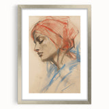 Vintage Portrait Art – Abstract Lady in Red and Blue Canvas Print
