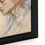 Vintage Portrait Art – Abstract Lady in Red and Blue Canvas Print
