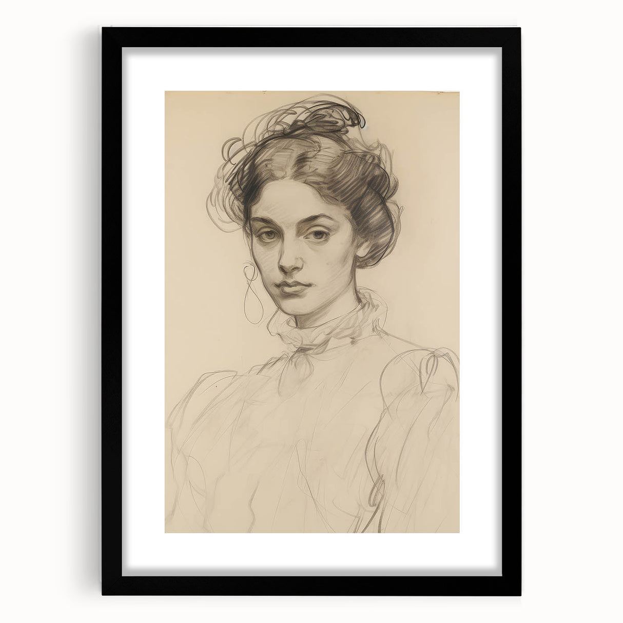 Elegant Vintage Portrait - Classic Sketch Wall Art Print