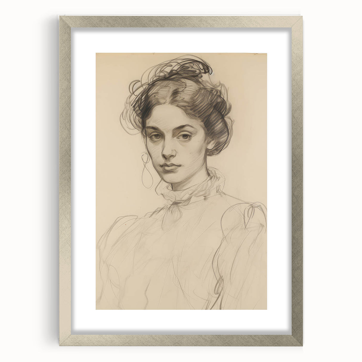 Elegant Vintage Portrait - Classic Sketch Wall Art Print