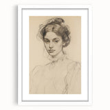 Elegant Vintage Portrait - Classic Sketch Wall Art Print