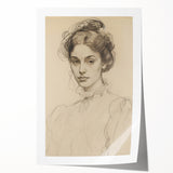 Elegant Vintage Portrait - Classic Sketch Wall Art Print