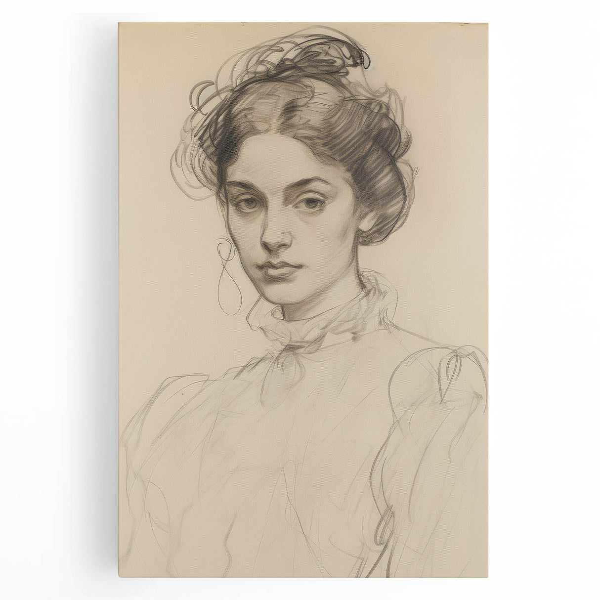 Elegant Vintage Portrait - Classic Sketch Wall Art Print