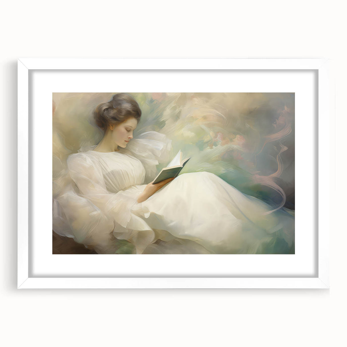 Vintage Portrait Art | Dreamy Portrait of Woman Reading