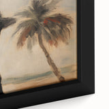 Vintage Portrait Art | Man by Palm Tree in Coastal Setting