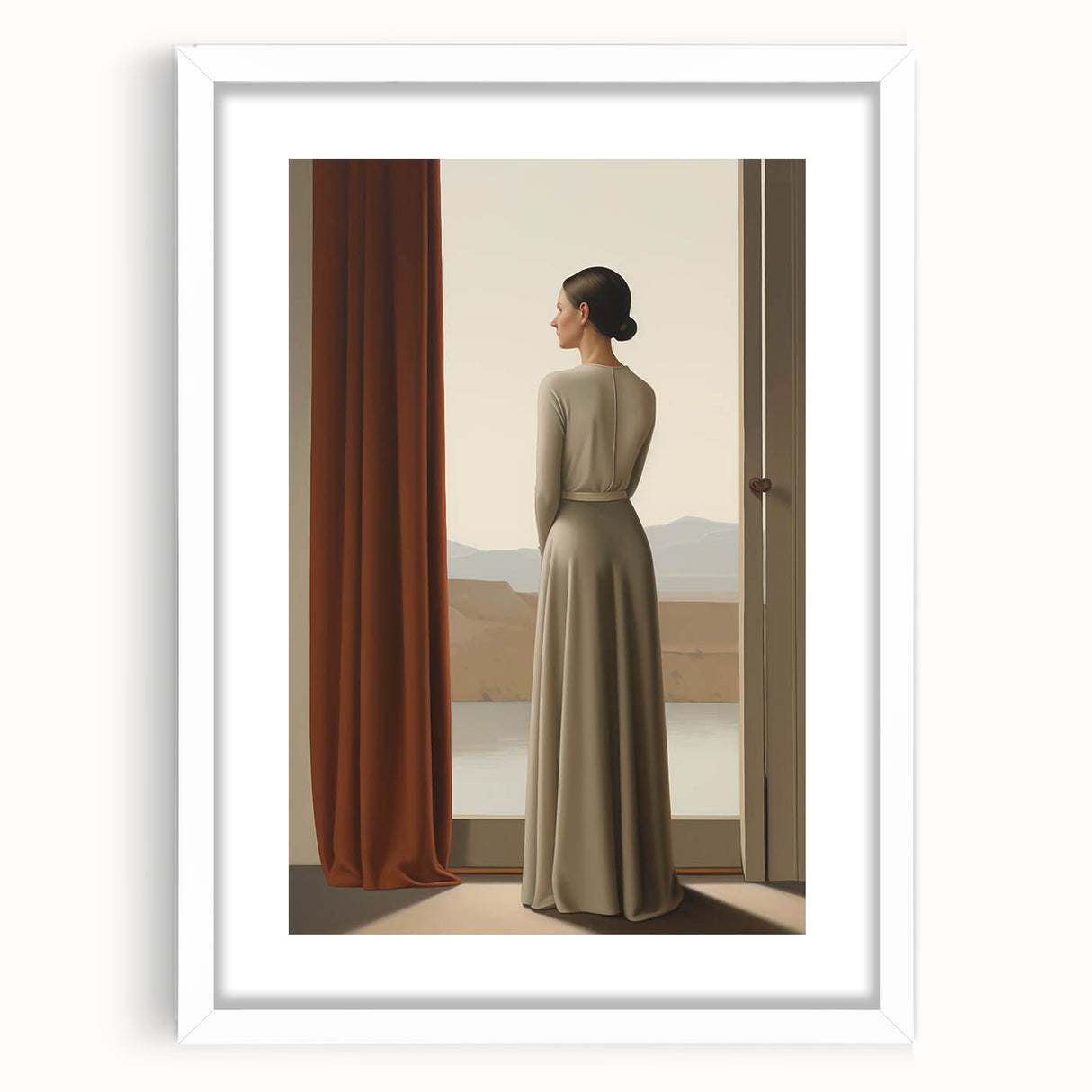 Classic Portrait Artwork - Elegant Woman by Window Wall Art