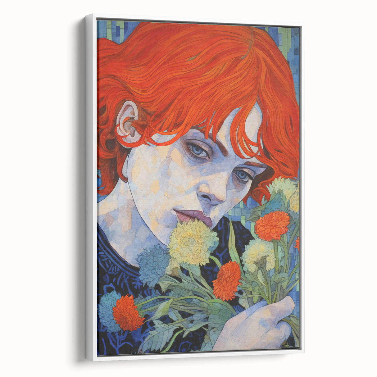 Retro Portrait Canvas - Vibrant Floral Vintage Wall Art