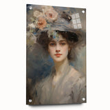 Vintage Portrait Art – Lady with Floral Hat Canvas Print