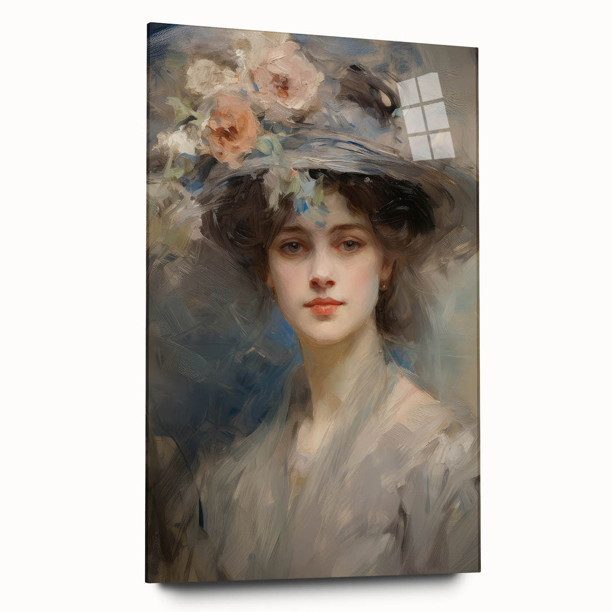 Vintage Portrait Art – Lady with Floral Hat Canvas Print