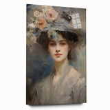 Vintage Portrait Art – Lady with Floral Hat Canvas Print