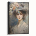 Vintage Portrait Art – Lady with Floral Hat Canvas Print